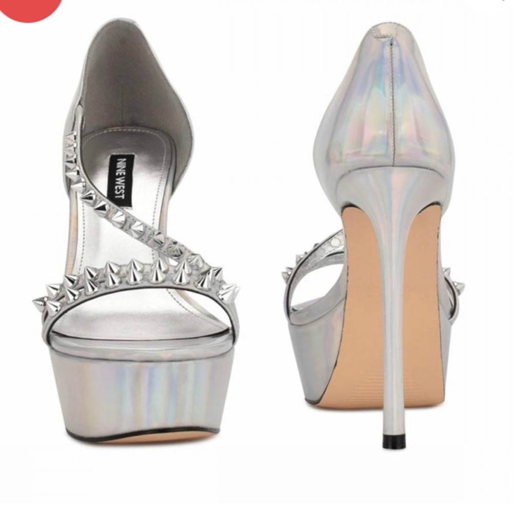 Nine West Fabla Platform Sandals Silver Iridescent | Womens Sandals